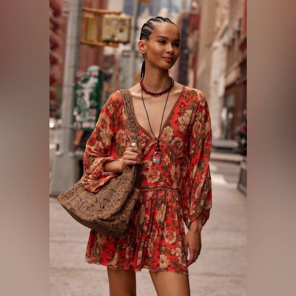 *NWOT* Free People Sweet Dreams Printed Mini Dress - Picture 2 of 6